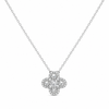 18K White Gold Clover Diamond Pendant with Chain
