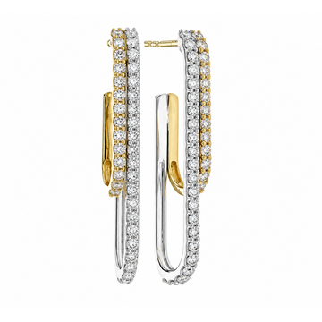 Allison Kaufman 14K Two-Tone J-Shaped Diamond Earrings