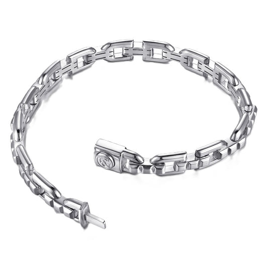 Gabriel & Co. Sterling Silver Men's 8mm Cylindrical Mix Link Chain Bracelet