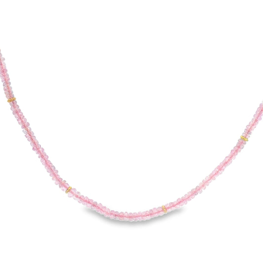 Lauren K 18K Yellow Gold Pink Tourmaline Bead Strand