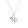 Gabriel & Co. Sterling Silver White Sapphire Sideways Butterfly Pendant Necklace