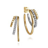 Gabriel & Co 14K two-Tone Diamond Three Row J Hoop Stud Earrings