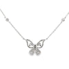 18K White Gold Diamond Butterfly Pendant with 4 Bezel-Set Diamond Accents and Chain