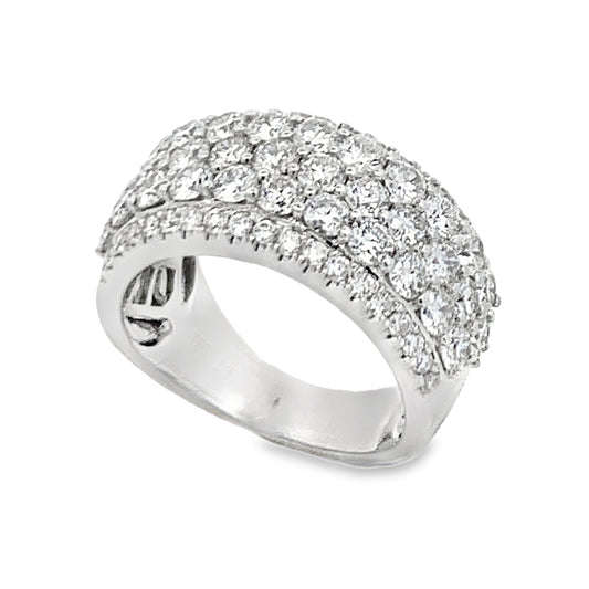 18K White Gold Ladies 5-Row 3-Carat Diamond Ring
