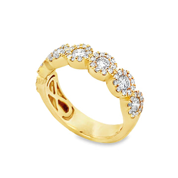 18K Yellow Gold Ladies Circle-Patterned Diamond Ring