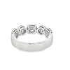 18K White Gold Alternating Circle and Square Pattern Diamond Ring