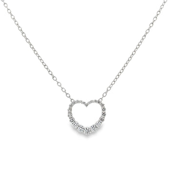 18K White Gold 3/4 Carat Diamond Heart Pendant with Chain