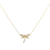 18K Yellow Gold 3/4 Carat Diamond Dragonfly Pendant with Chain