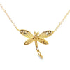 18K Yellow Gold 3/4 Carat Diamond Dragonfly Pendant with Chain