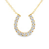 18K Yellow Gold Diamond Horseshoe Pendant and Chain