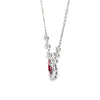 18K White Gold Clover-Shaped Ruby and Diamond Stations Necklace