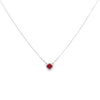18K White Gold Clover-Shaped Ruby and Diamond Stations Necklace