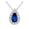 18K White Gold Pear Sapphire and Diamond Necklace