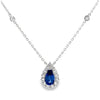 18K White Gold Pear Sapphire and Diamond Necklace