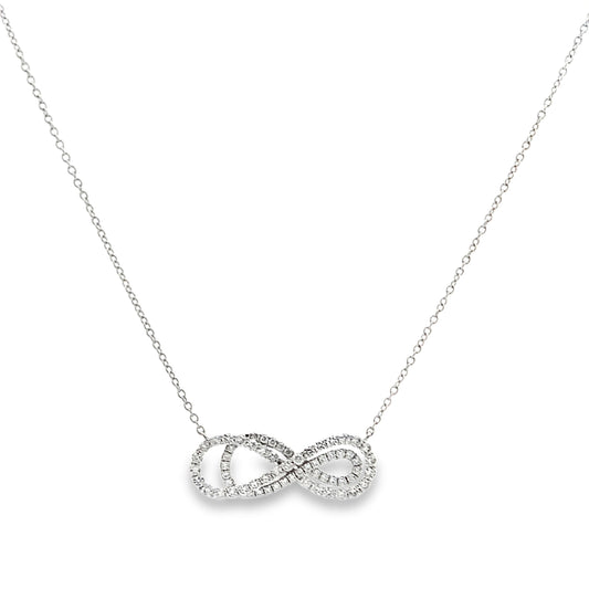 18K White Gold Double Infinity Diamond Pendant and Chain