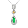18K White & Yellow Gold Emerald and Diamond Dangling Necklace