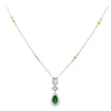 18K White & Yellow Gold Emerald and Diamond Dangling Necklace