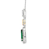 18K White & Yellow Gold Emerald and Diamond Dangling Necklace
