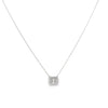 18K White Gold Rectangular Diamond Pendant with Chain