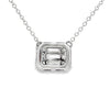 18K White Gold Rectangular Diamond Pendant with Chain