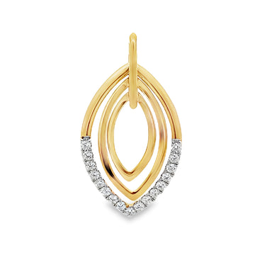 18K Yellow Gold Diamond Marquise-Shaped Pendant