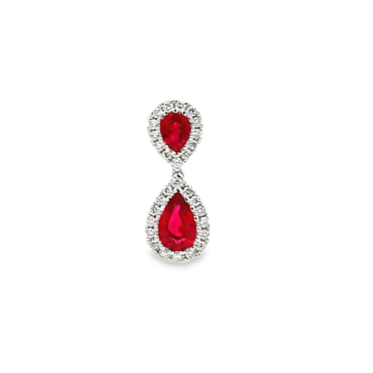 18K White Gold Ruby and Diamond Dangling Slider Pendant