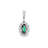 18K White Gold Oval Emerald and Diamond Halo Pendant