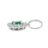 18K White Gold Small Oval Emerald and Diamond Halo Pendant