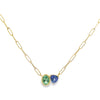 Lauren K 18K Yellow Gold Green Tourmaline & Tanzanite Toi et Moi Duet Necklace