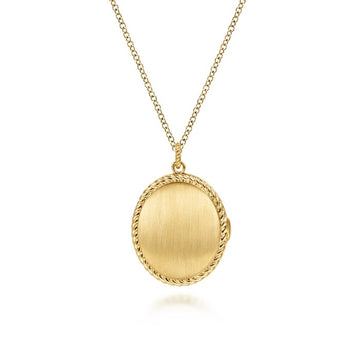 Gabriel & Co 14K Yellow Gold Twisted Rope Frame Oval Locket Necklace