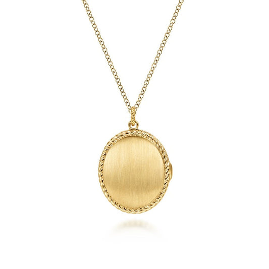 Gabriel & Co 14K Yellow Gold Twisted Rope Frame Oval Locket Necklace