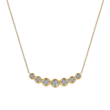 Gabriel & Co 14K Yellow Gold Curved Diamond Bar Necklace