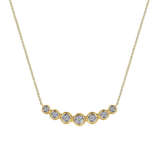 Gabriel & Co 14K Yellow Gold Curved Diamond Bar Necklace