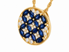 Allison Kaufman 14K Yellow Gold Sapphire and Diamond Patterned Circular Pendant with Chain