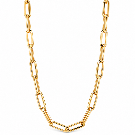 18K Yellow Gold Paperclip Necklace